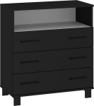 Komoda Meblocross 3SP, juoda/balta