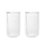 Homla dvigubų sienelių stiklinių rinkinys Cembra Groove, skaidrus, 350 ml, 2 dalių