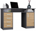 Top E Shop Ada Modernus Ra&scaron;omasis Stalas su Stalčiais, Antracitas/Ąžuolas, 125&times;55 cm