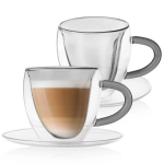 Termo puodeliai su dvigubos sienelės lėk&scaron;tute kavai ir arbatai Orion Double 160 ml 2 vnt.