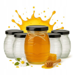20x Stiklinis indelis "avilys" 380ml medui, uogienėms, dovanoms