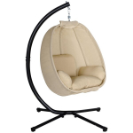 Kabantis krėslas, kiau&scaron;inio formos sūpynės su mink&scaron;tu pagalvėliu, tinka naudoti viduje ir lauke, 125L x 95B x 170H cm, chaki spalvos