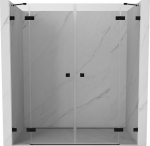 Mexen Lunar Dvigubos du&scaron;o durys, atveriamos, 170 cm, skaidrios, juodos - 834D-170-000-70-00, 170x200 cm