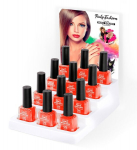 Display box of "12 WATER BASED PEEL OFF ORANGE NAIL POLISHES" 8 ml