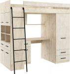 Dviauk&scaron;tė lova Meblocross Level L, 200x90 cm, ąžuolo/migdolų spalvos