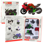 Surenkamas motociklo modelis DIY 1:14, žalias/raudonas