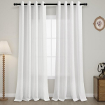 Pusiau permatomos lininės dieninės užuolaidos Joywell Baltos 140x138 cm 2 vnt.