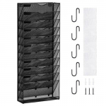 Sieninis Žurnalų ir Bro&scaron;iūrų Laikiklis &ndash; 320x105x773 mm, Metalinis, su 12 Skyrių