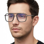 Unisex Aviatoriaus Stiliaus Kompiuteriniai Akiniai Su Mėlynos &Scaron;viesos Filtru, Modelis 25120C, Pilki/Juodi.
