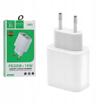 Greitas Usb-c ir Usb-a tinklo įkroviklis, 20w+18w, baltas