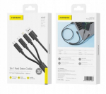 Foneng Xs07 3-in-1 įkrovimo laidas: C, Lightning, Micro, 3a, 1.2m, juodas