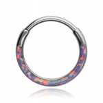 Titaninis Clicker Auskaras su Opalo Akute - Sidabrinis 0.8/6mm