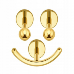 Auksiniai titano auskarai-labret, 3 vnt., 1.2/8 mm