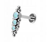 Titano labret auskaras su mėlynu opalu, 1.2/6 mm