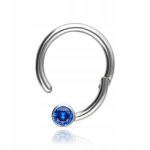 Titano clicker auskaras su mėlynu cirkoniu, sidabro spalvos, 1.2/8 mm