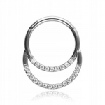 Titano Clicker Auskaras su Cirkoniais, Sidabro Spalvos 1.2/10mm