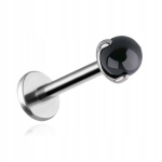 Titano labret auskaras su juodu agatu helix, lūpa 1,2/6/3