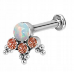 Titano labret auskaras - oranžinis helix 1,2/6 mm