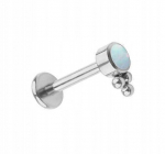Sidabrinis titano labret su opalu Op-17 - 1,2/6 mm