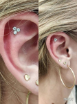 Titano labret auskaras su 3 baltomis cirkonio akutėmis 1.2/8/4 mm