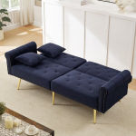 Sofa-lova, su trijų padėčių reguliuojamu atlo&scaron;u, aksominė, mėlyna