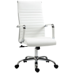 Biuro kėdė su sūpimosi funkcija, ergonomi&scaron;ka, 360&deg; pasukama, odinis, metalinės kojos, max 120 kg, 54x62x104-114 cm, balta