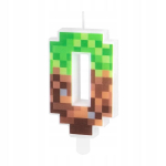 Torto žvakutė "pixel" 0 - "minecraft" tema gimtadieniui
