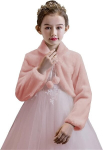 Eleganti&scaron;kas Dirbtinio Kailio Bolero Striukė Mergaitėms, 9-12 M., Rožinė, 140/152 cm