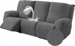 Recliner sofos užvalkalas su ki&scaron;enėmis elastingas pilkas 1 vnt