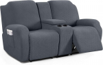 Recliner dvivietės sofos užvalkalas su konsole pilkas 1 vnt