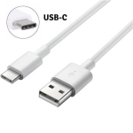 USB-C kabelis 1m - Phonillico - Suderinamas su Huawei MATE 9/10/20 - Įkroviklis 2A - Baltas