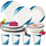 Vakarienės servizas porcelianas baltas mėlynas 16 el 600 ml 18x6 cm Orion