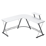 Kampinis Ra&scaron;omasis Stalas Kompiuterinis Stalas Su Žaidimų Lentyna School White, 129 x 46 x 74 cm + 129 x 46 x 74 cm