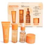 Veido priežiūros rinkinys IDC Institute Skin Solution Vitamin C moterims: veido prausiklis, 25 g + tonikas, 30 ml + serumas, 18 ml + veido kremas, 20 g