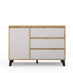Komoda Mebelbos Borg 1d3s, 110x38,9x78,4 cm, ruda/smėlio spalvos