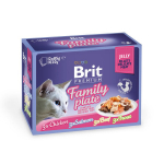 Brit Premium Cat Family Plate rinkinys su vi&scaron;tiena, la&scaron;i&scaron;a, jautiena ir upėtakiu, 12x85 g