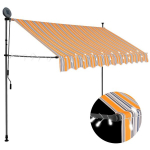 Rankinė i&scaron;traukiama markizė su LED vidaXL, geltona ir mėlyna, 250cm