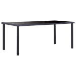 Stalas, 180x90x75cm, grūdintas stiklas, juodas, Juoda