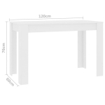 Valgomojo stalas, baltos spalvos, 120x60x76cm, MDP