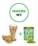 MATCHA RINKINYS - Matcha žaliosios arbatos milteliai, 80g + Bambukinė &scaron;luotelė (chasen).