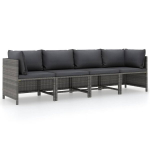 Keturvietė sodo sofa su pagalvėlėmis, pilka