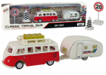 Autobusas su kemperio priekaba Lean Toys, raudonas