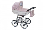 Retro stiliaus vežimėlis su automobiline kedute Renee Baby Fashion, white/pink