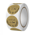 500 vienetų lipdukų ant juostos su užra&scaron;u "handmade with love", 25 mm