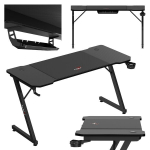 Huzaro Hero 3.3 black žaidimų stalas 140 cm &ndash; Carbon danga, ergonomi&scaron;kas