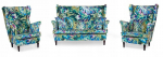 Svetainės baldų komplektas uszak ARI Print sofa foteliai Skandinavi&scaron;ki &scaron;eimos baldai