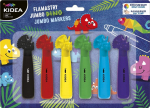 Kidea Jumbo flomasteriai su dinozaurais, 6 spalvos