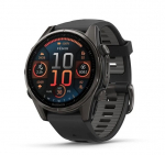 I&scaron;manusis laikrodis Garmin fēnix&reg; 8 &ndash; 43mm AMOLED Sapphire Carbon grey DLC titanium with Black/pebble grey silicone band