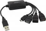Esperanza EA158 &Scaron;akotuvas 4 jungtys USB2.0 - 3 x USB, 1 x microUSB.