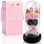 Amžina rožių puok&scaron;tė stikliniame kupole Rose of Love, violetinė